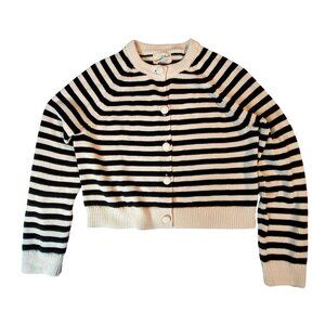 Universal Thread Striped Knit Cardigan XS Black & White 100% Cotton Button Front